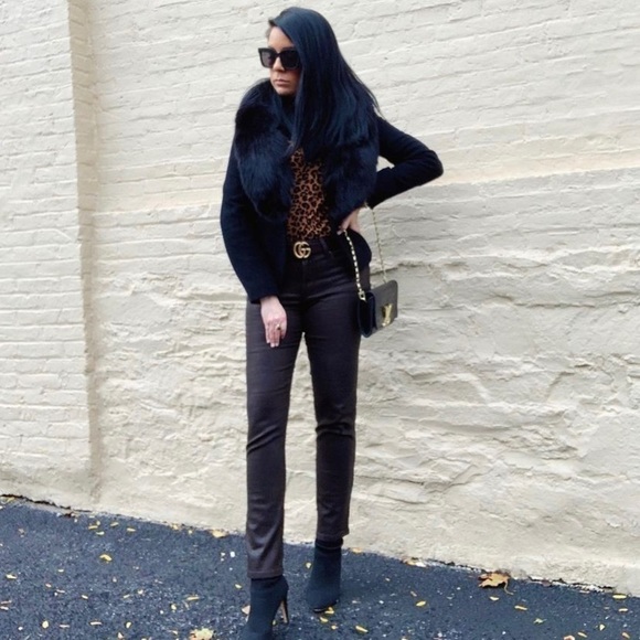 STUNNING!! Vintage Black Regency Cashmere Fox Fur Collar Jacket - Picture 2 of 4